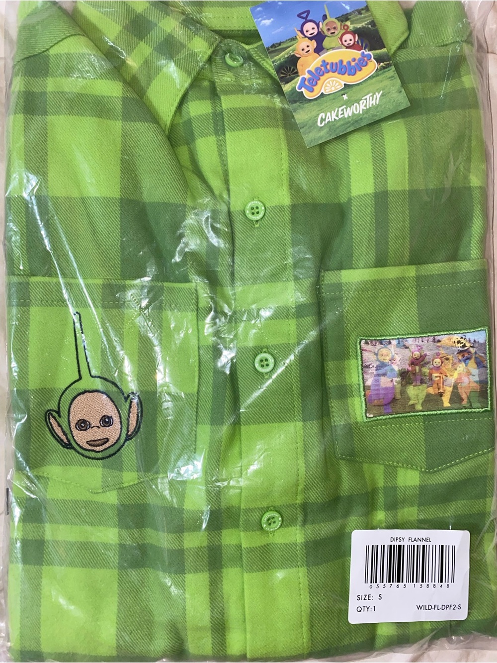 Teletubbies Dipsy Green Plaid Flannel Shirt - Cakeworthy